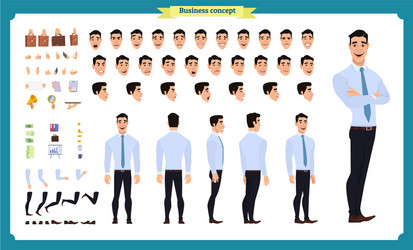 Front side back view animated character vector