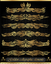 Golden decorative elements vector