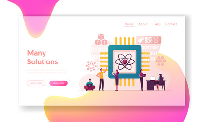 quantum computing landing page template optical vector image