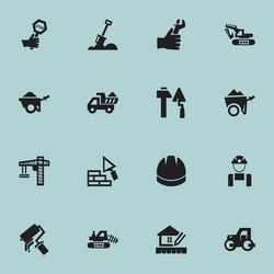 Set of 16 editable building icons includes vector