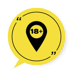 black map pointer with 18 plus icon isolated vector image