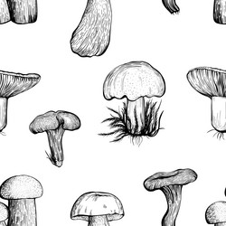 Seamless pattern with assorted mushrooms vector