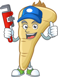 Cool plumber parsnip cartoon character mascot vector