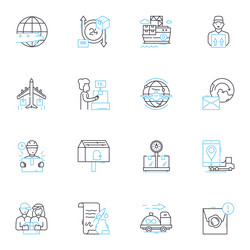 digital optimization linear icons set analytics vector image