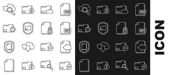 set line document folder and check mark next page vector image