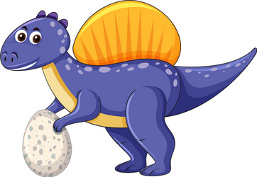 a spinosaurus dinosaur holding egg vector