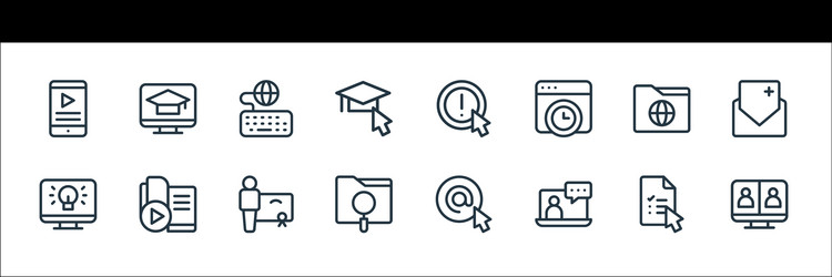 online learning line icons linear set quality vector image