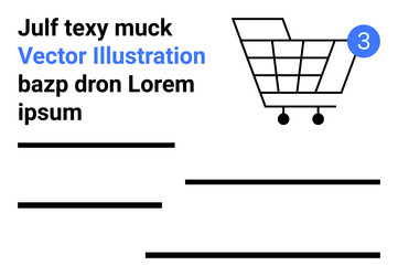 shopping cart with number icon and text example vector image