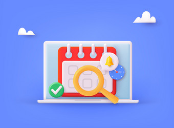 3d calendar icon marked date and time for event vector image