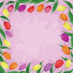 flowers tulips on a pink Vector Image