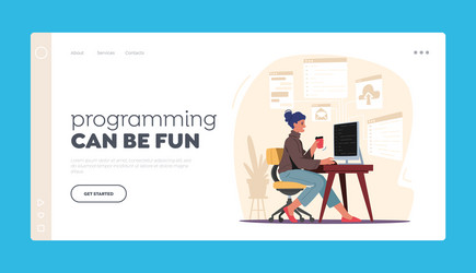 Software development programming landing page vector