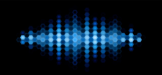 audio or music shiny sound waveform with hexagonal vector image