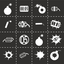 Bomb and weapon icons set Royalty Free Vector Image
