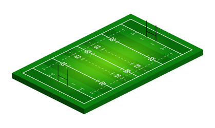 Flat isometric view of rugby field abstract vector