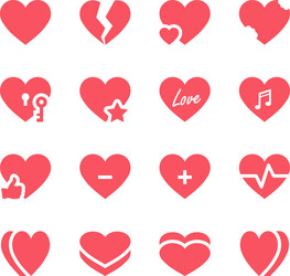 Heart valentine icon set Royalty Free Vector Image