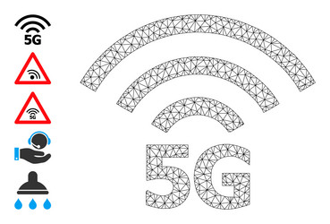 Mesh wireframe 5g radio source icon vector