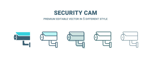 security cam icon in 5 different style outline vector image