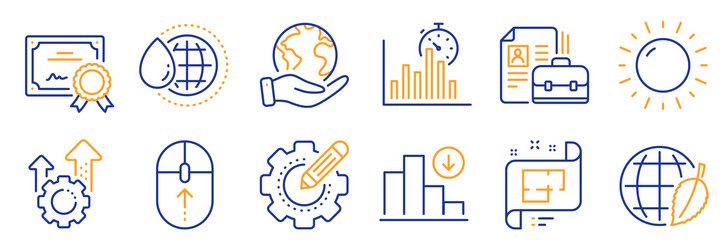 Set science icons such as report timer vector