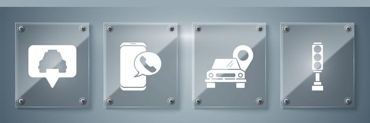 set traffic light map pointer with taxi vector image