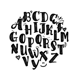 alphabet calligraphic font unique custom vector image