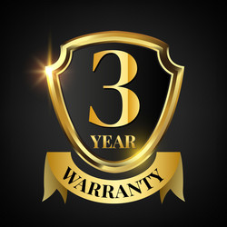 3 year warranty golden shield vector