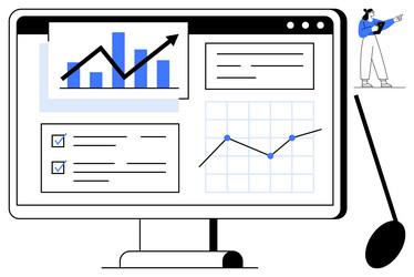 data analysis dashboard with graphs charts vector image