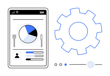 mobile app interface with pie chart and gear vector image
