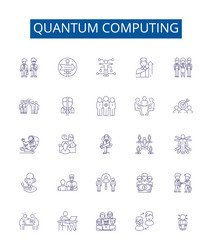 quantum computing line icons signs set design vector image