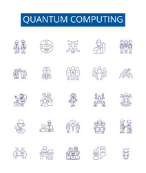 Quantum computing line icons signs set design vector