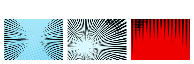set color radial lines comics style background vector image