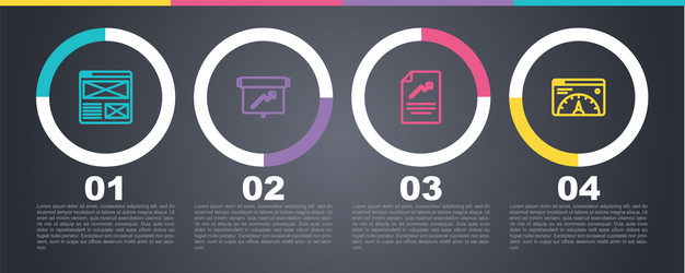 Set line browser window board with graph chart vector