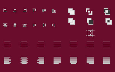 Set of align shapes text and objects icons vector