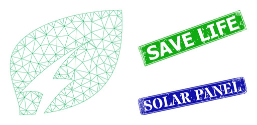 Textured save life stamp imitations and triangle vector