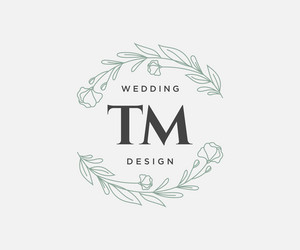Tm initials letter wedding monogram logos Vector Image