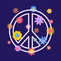 trendy abstract retro 60s 70s hippie with flowers vector