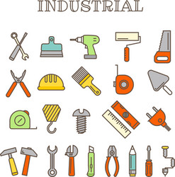 different instruments thin line color icons set vector image