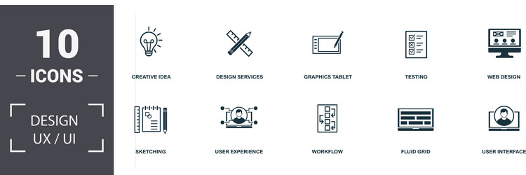 design ui and ux set icons collection includes vector image