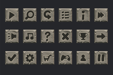 Set of stone buttons for web or game design vector