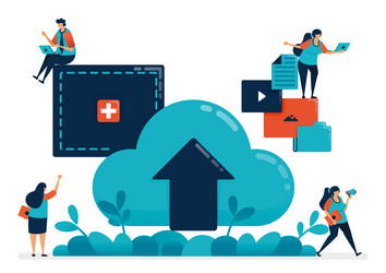 upload file and document to folders in cloud vector image