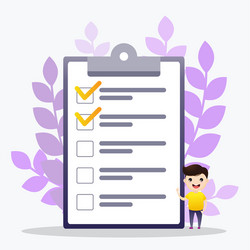 check list man worker standing in front vector image