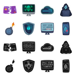 design of virus and secure icon set vector