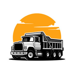 Big yellow tipper truck isolated white Royalty Free Vector