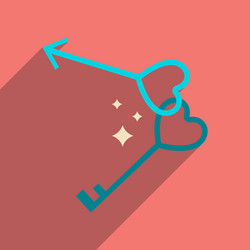 flat web icon with long shadow keys heart vector image