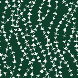 Seamless pattern with thyme branches on deep green vector