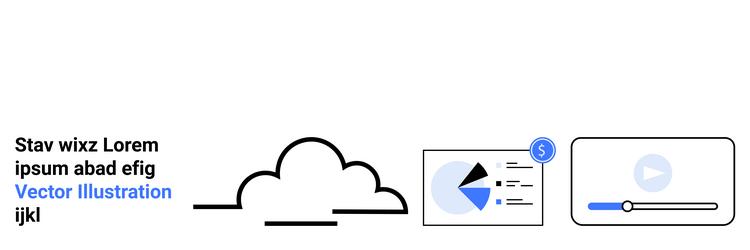 cloud with analytics dashboard and video player vector image