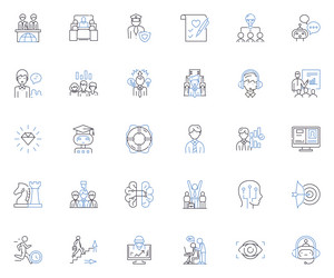 coaching line icons collection mentorship vector