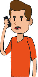 man using cellphone icon image vector image