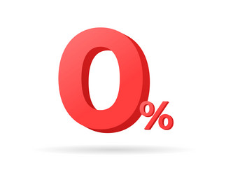 red zero percent or 0 special offer and discount vector