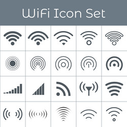 set 20 different grey wireless and wifi icons vector