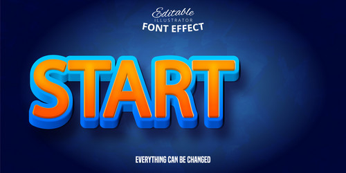 Start text 3d editable font effect vector